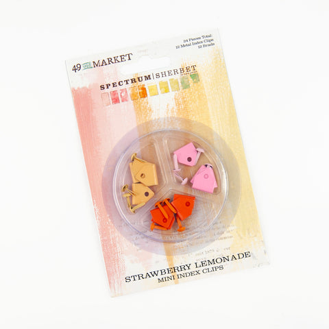 49 And Market - Spectrum Sherbet Collection - Strawberry Lemonade Mini Index Clip, Metal Shaped Clips