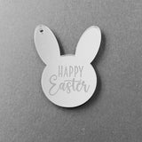 Mirror Acrylic Bunny Head - Engraved Happy Easter (6x5cm)
