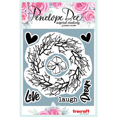 Penelope Dee - Live Love Dream Collection Stamp - Wreath & Florals