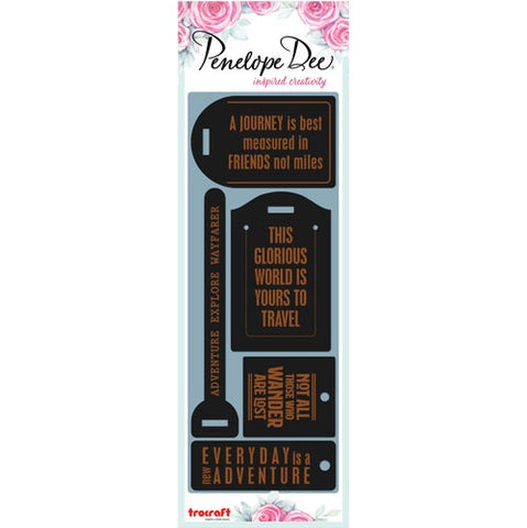 Penelope Dee - Wayfarer Collection - Leather Luggage Tags - Black Tan
