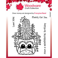 Creative Expressions -  4x4" Woodware Stamp - Owl Planter