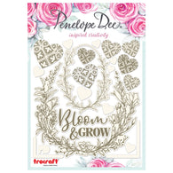 Penelope Dee - Gardenia Collection Chipboard - Bloom & Grow Frame & Hearts