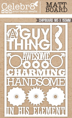 Celebr8 - A Guy Thing Collection  Chipboard - Mini Words