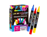 Life Of Colour - Classic Medium Acrylic Paint Pens 3mm (12pens)